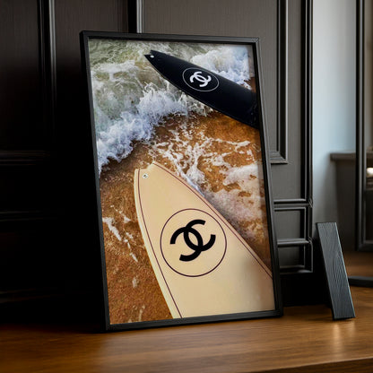 Cadre photo Chanel - Planche de surf beige & noir
