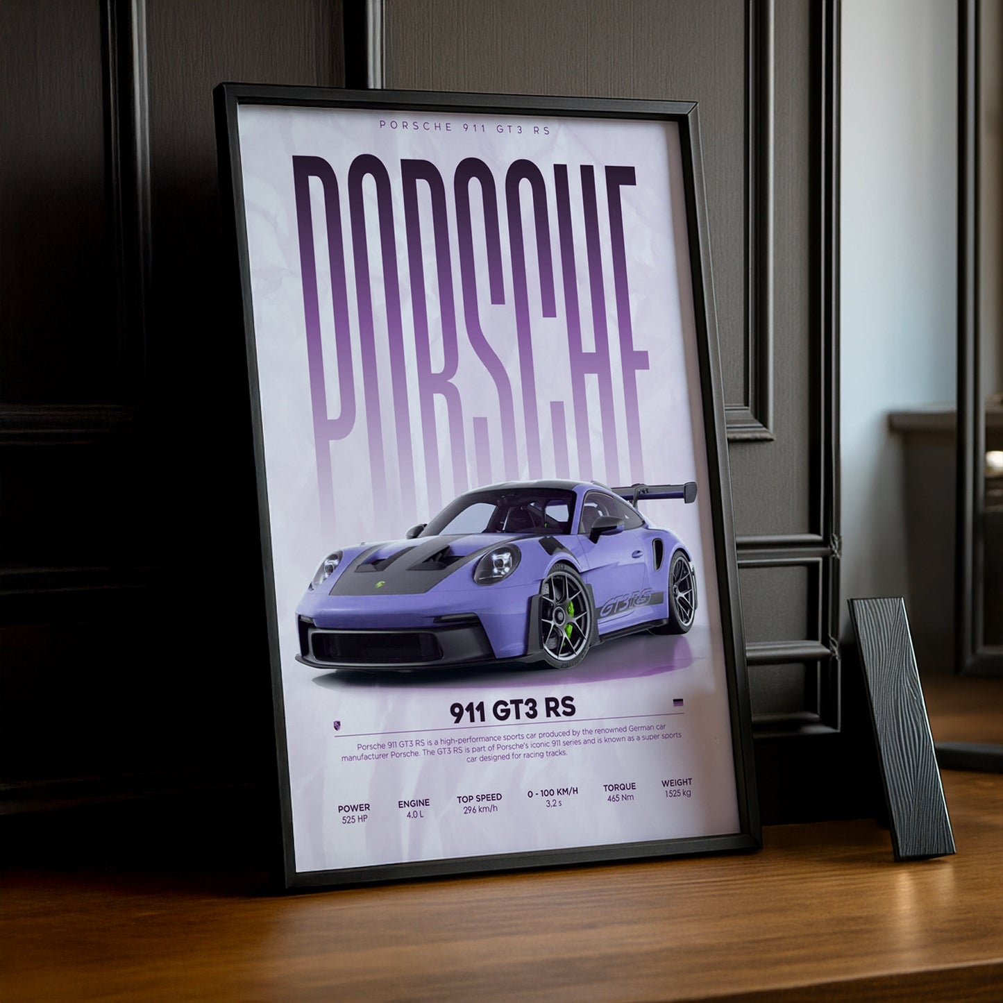 Cadre photo Porsche GT3 RS 911 violet