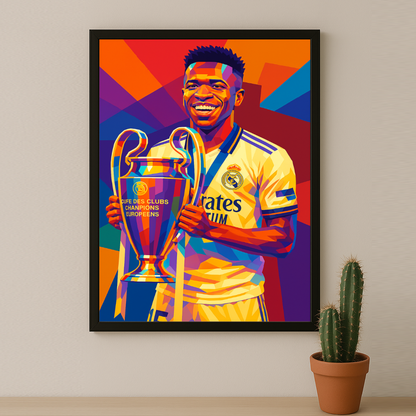 Cadre Photo Vinicius Jr Real Madrid Ligue des Champions – Affiche HD Encadrée Papier Premium