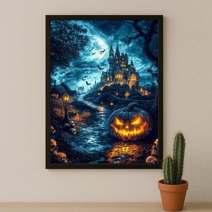 Poster Halloween - Citrouilles Château