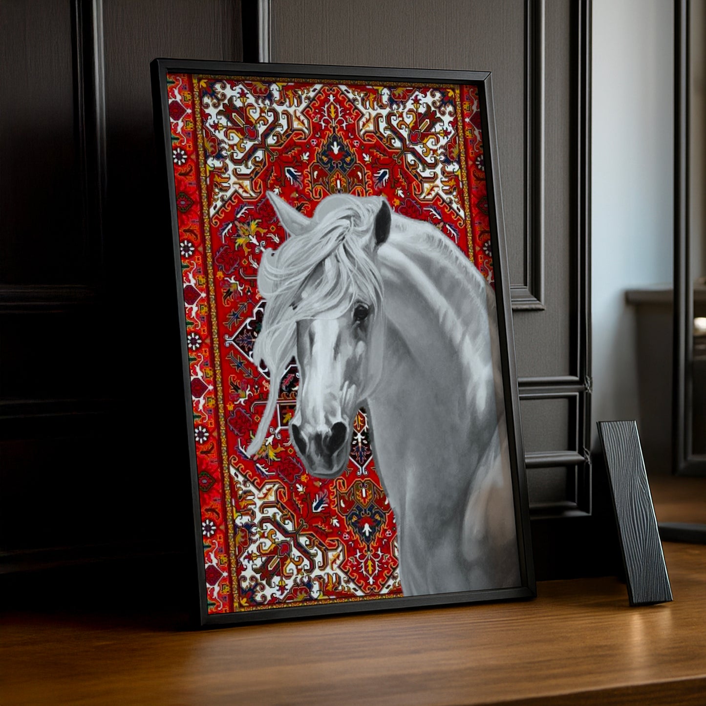 Cadre photo Équitation - Cheval Blanc Aesthetic Rouge