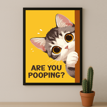 Cadre photo Chat mignon Are You Pooping ?