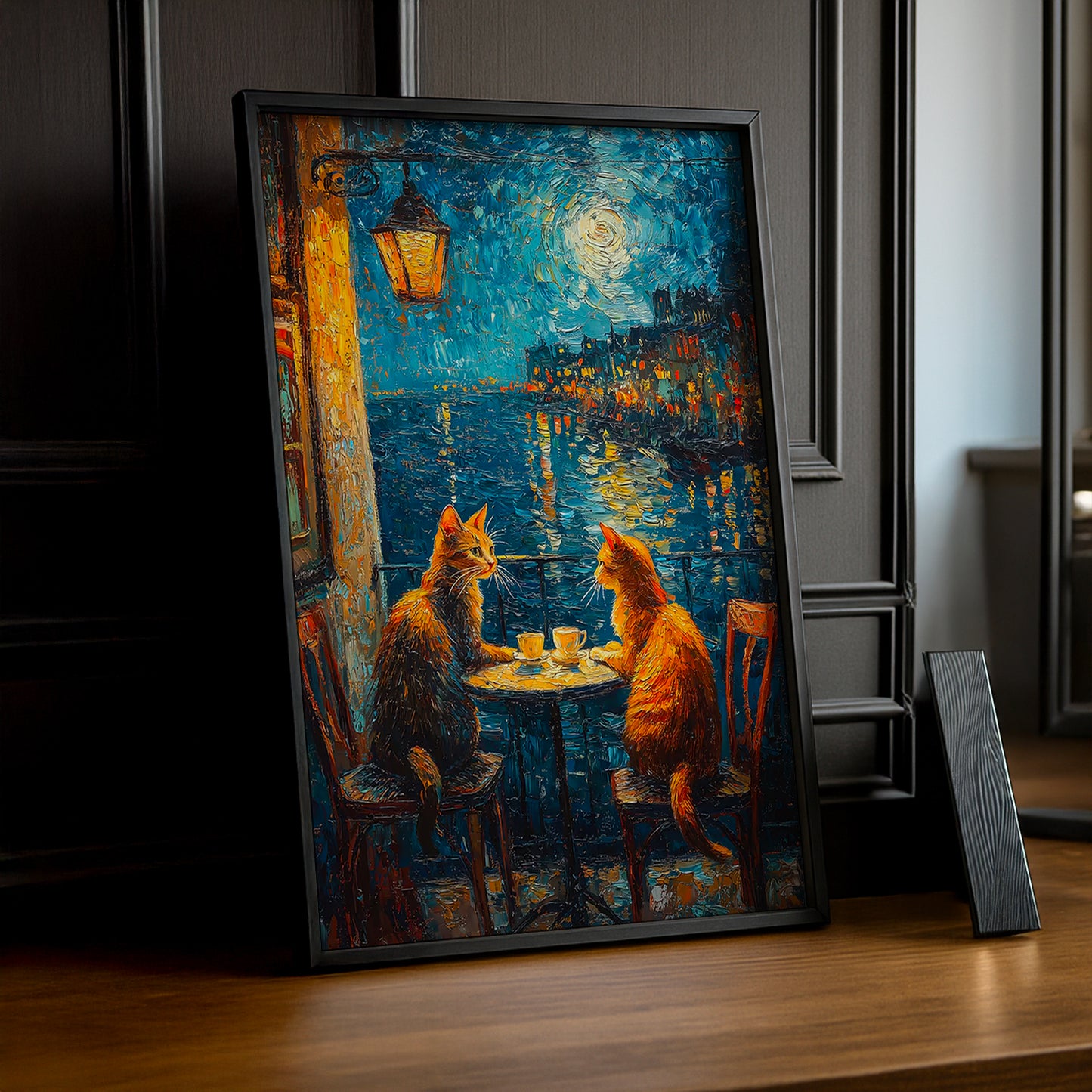 Cadre Photo Chat - Terrasse de café