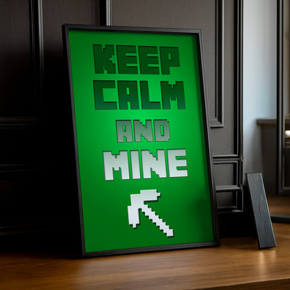 Cadre photo Minecraft - Keep Calm And Mine