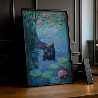 Cadre Photo Chat - Illustration d'un chat gris