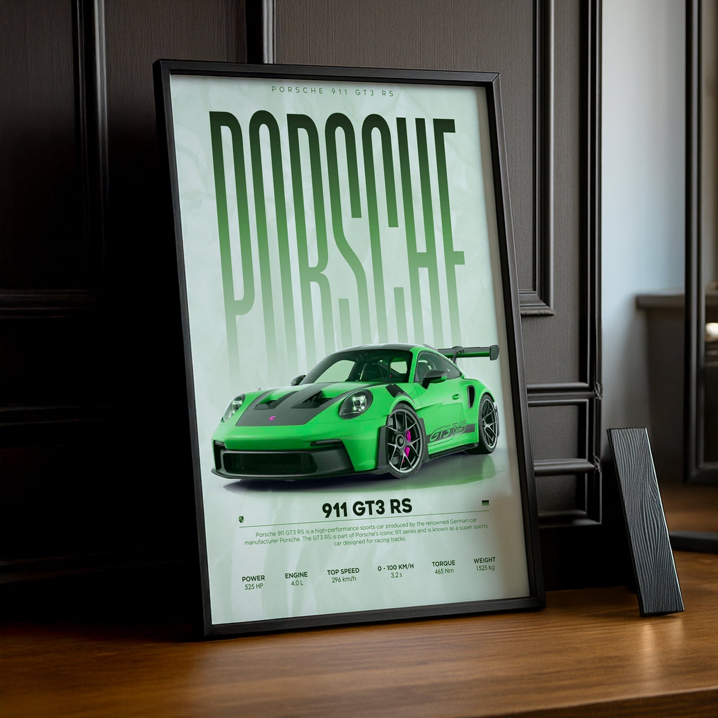 Cadre photo Porsche GT3 RS 911 vert