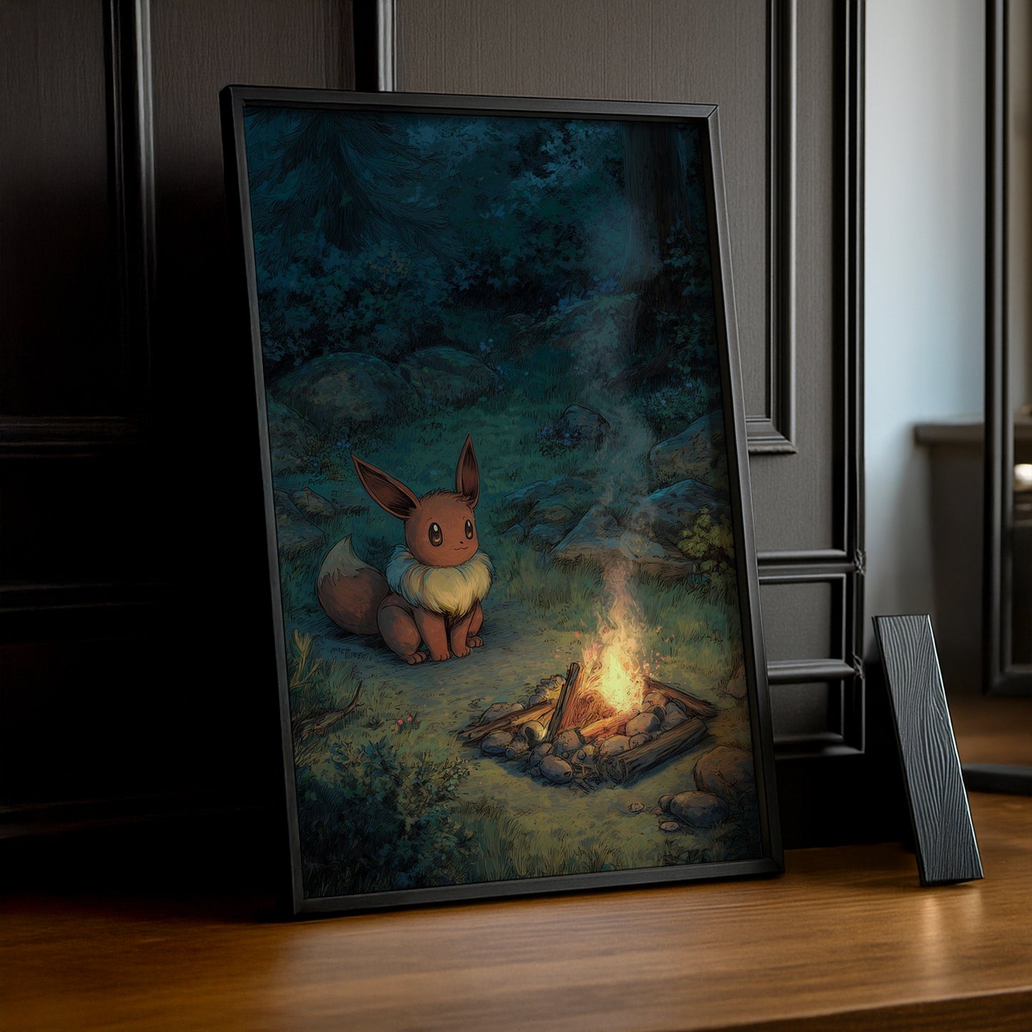 Cadre Photo Pokémon - Evoli feu de camp