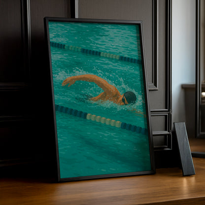 Cadre Photo Natation - Illustration d'un nageur