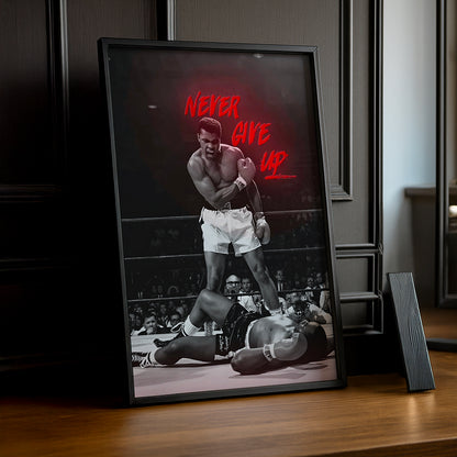 Cadre Photo Boxe - Muhammad Ali "Never Give Up"