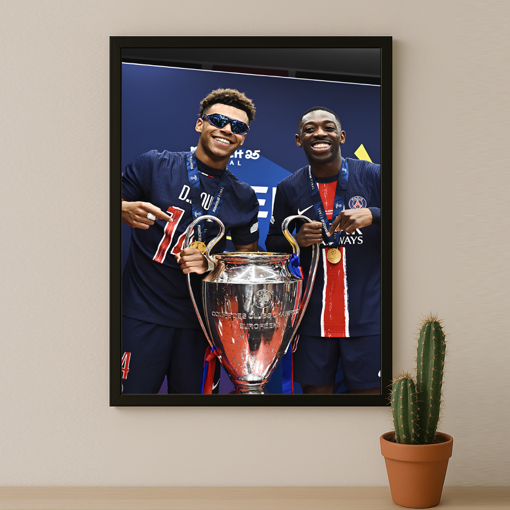 Cadre photo Paris Saint-Germain Désiré Doué x Ousmane Dembélé