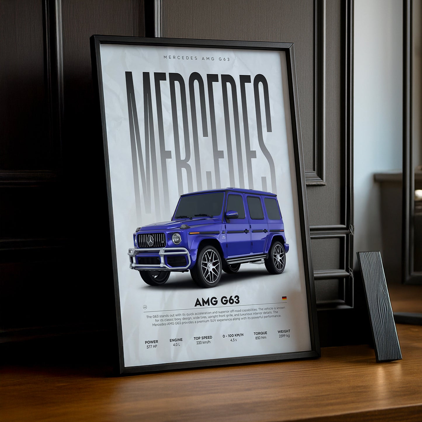 Cadre photo Mercedes AMG 63 bleu