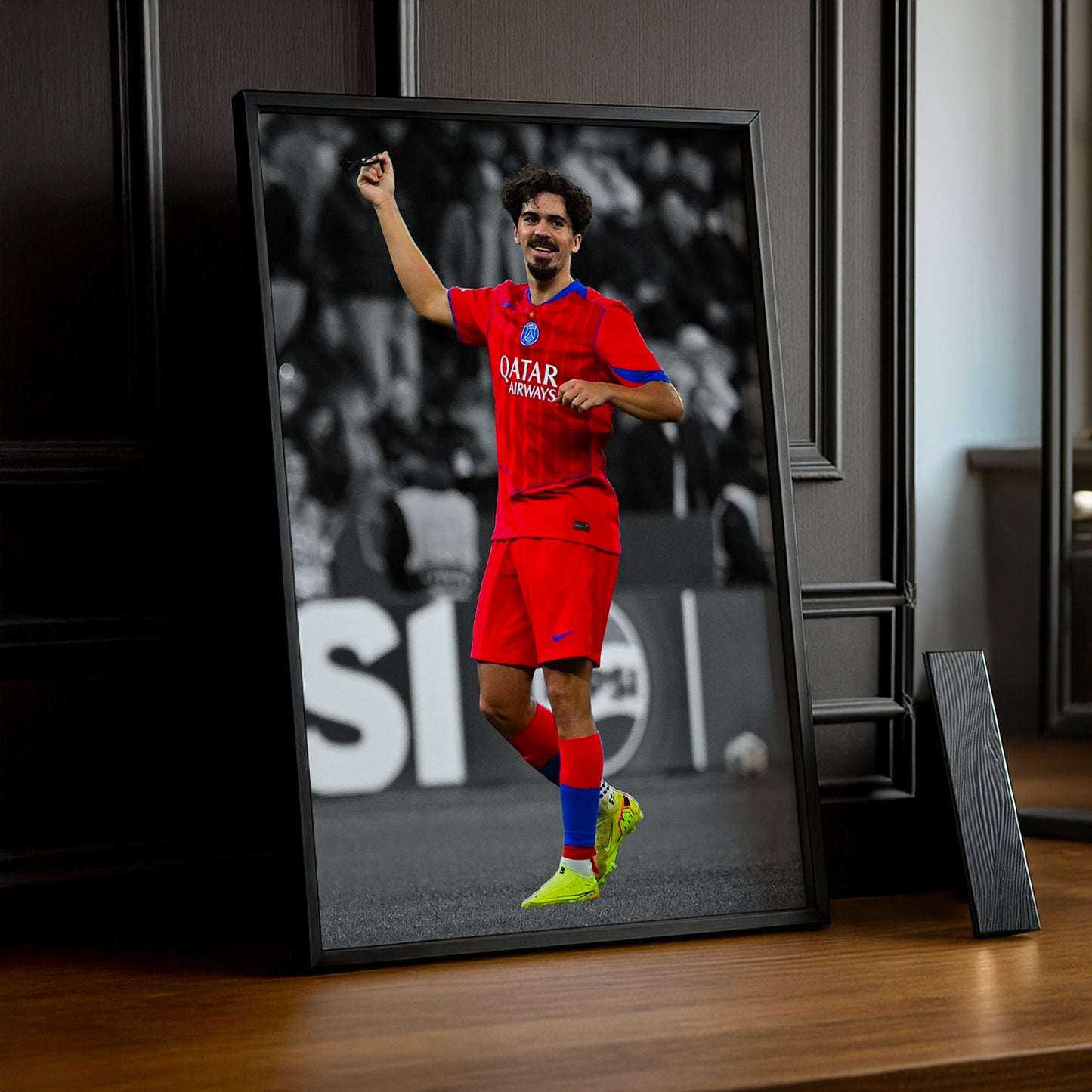 Cadre Photo Paris Saint-Germain - Vitinha Noir et Blanc