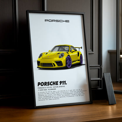 Cadre photo Porsche 911 GT3 RS Jaune