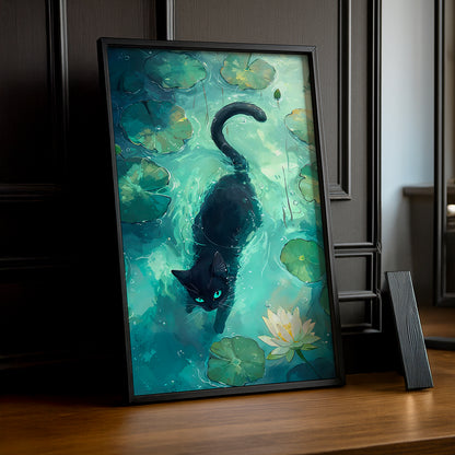 Cadre Photo Chat - Chat dans un lac