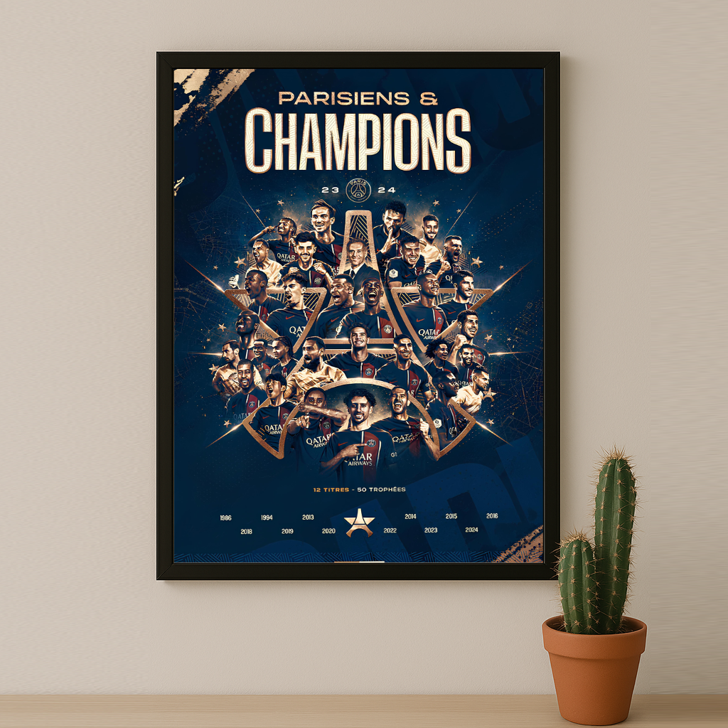 Cadre photo Paris Saint-Germain Champions de France 2023 - 2024