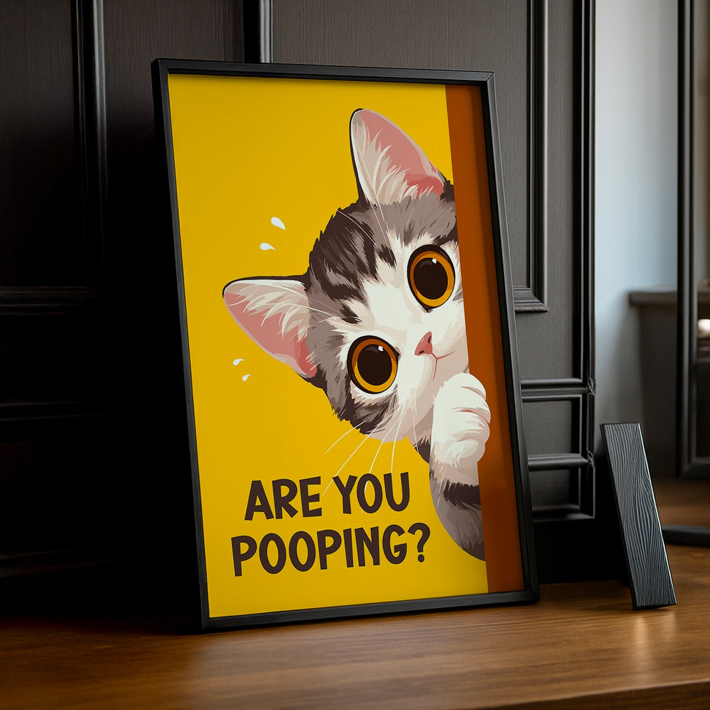Cadre photo Chat mignon Are You Pooping ?
