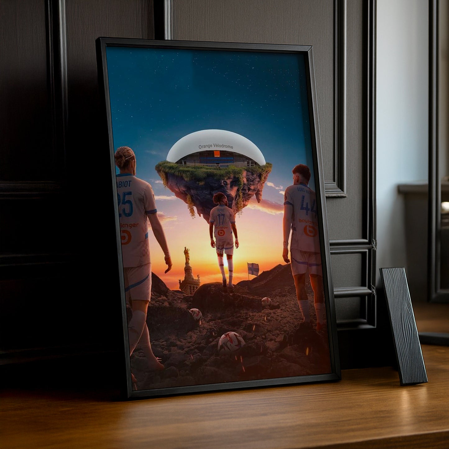 Poster encadrée Olympique de Marseille - Illustration