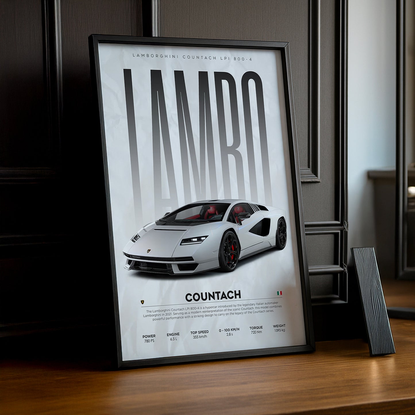 Cadre photo Lamborghini Countach blanc