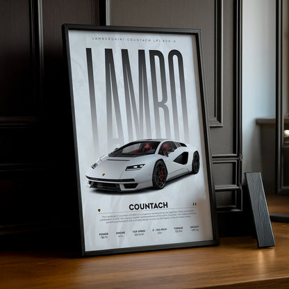 Cadre photo Lamborghini Countach blanc