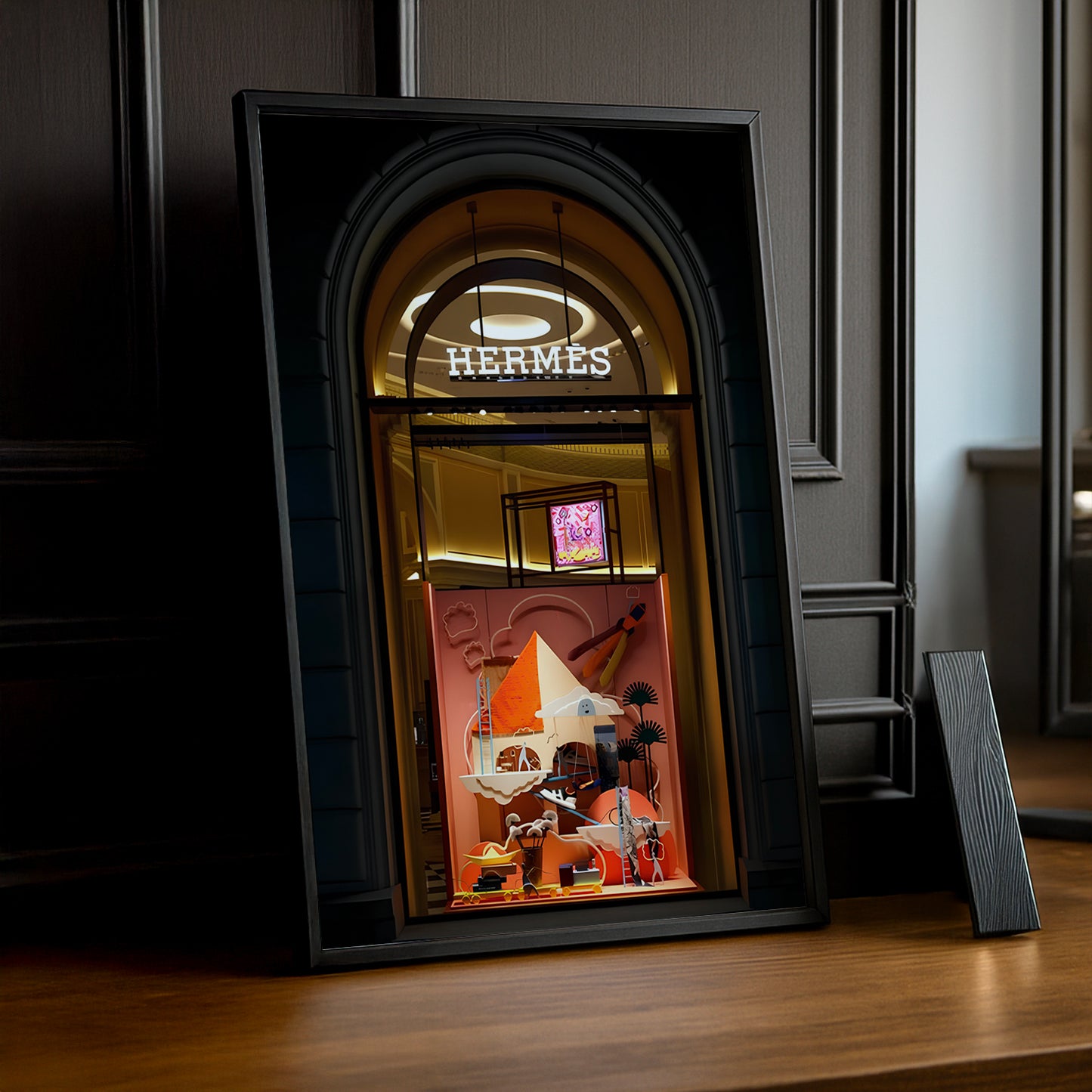 Cadre photo Hermès - Vitrine rouge