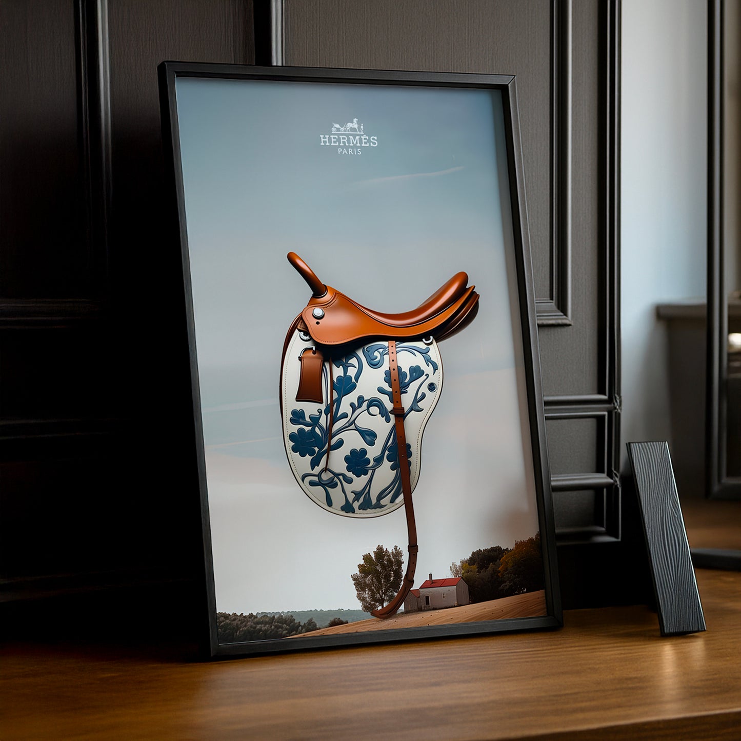 Cadre photo Hermès - Selle de Cheval bleu