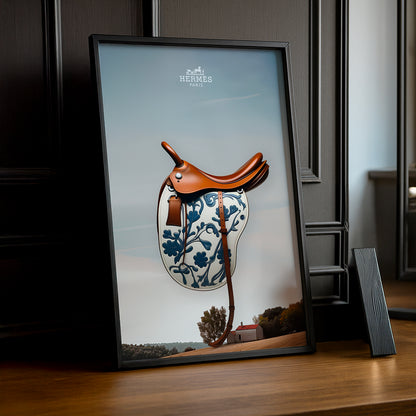 Cadre photo Hermès - Selle de Cheval bleu