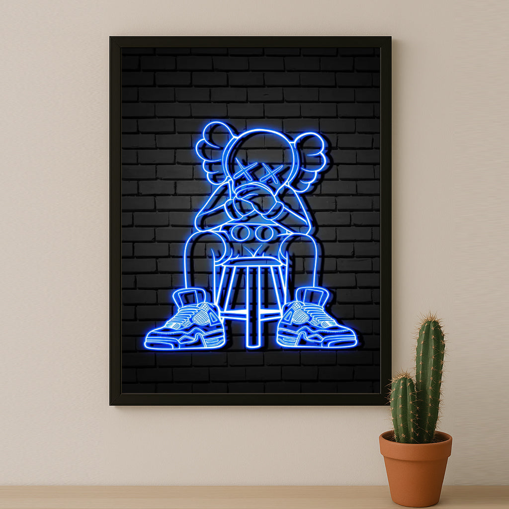 Cadre photo Kaws - Led Bleu
