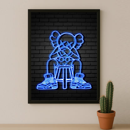 Cadre photo Kaws - Led Bleu