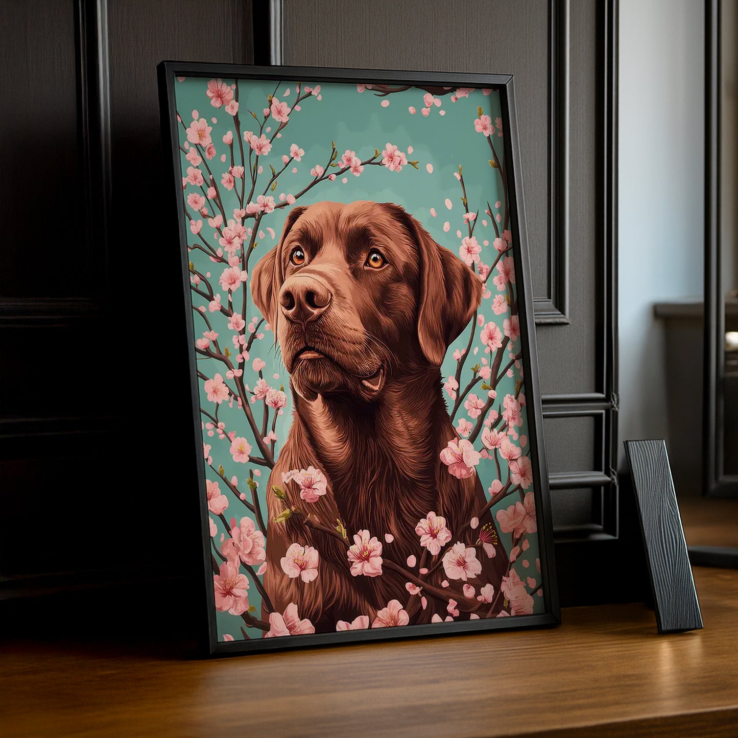 Cadre Photo Chien - Arbre rose