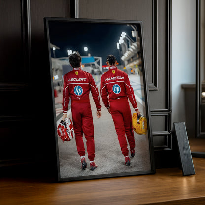 Poster encadrée Formule 1 - Charles Leclerc x Lewis Hamilton