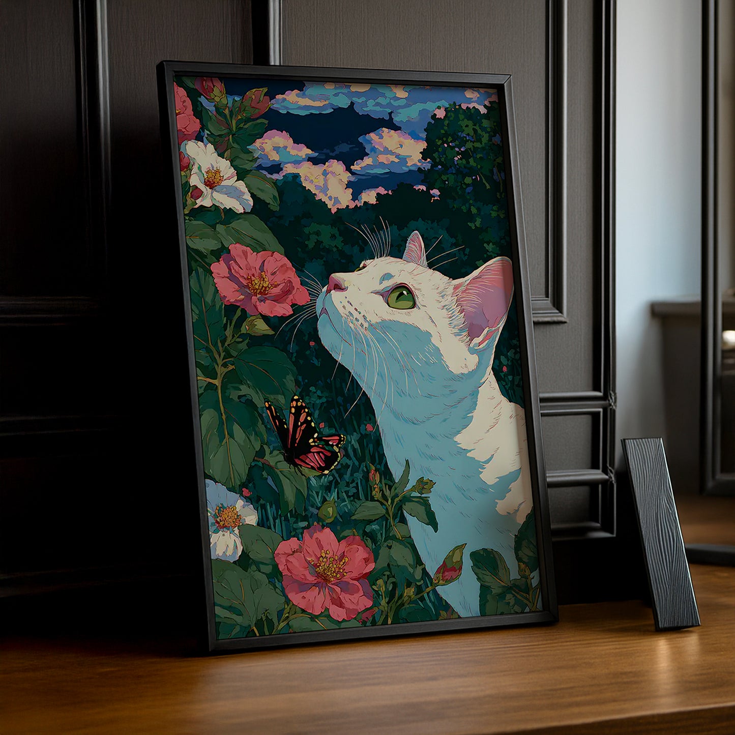 Cadre Photo Chat - Illustration d'un chat blanc