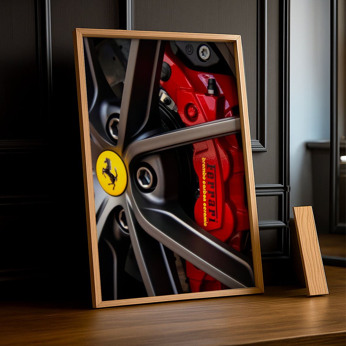 Cadre Étrier de Frein Ferrari Rouge – Affiche Déco Automobile TonCadre