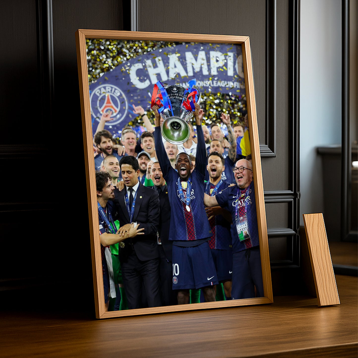 Cadre Photo Dembélé – Levée du Trophée Champions League 2026 | PSG TonCadre