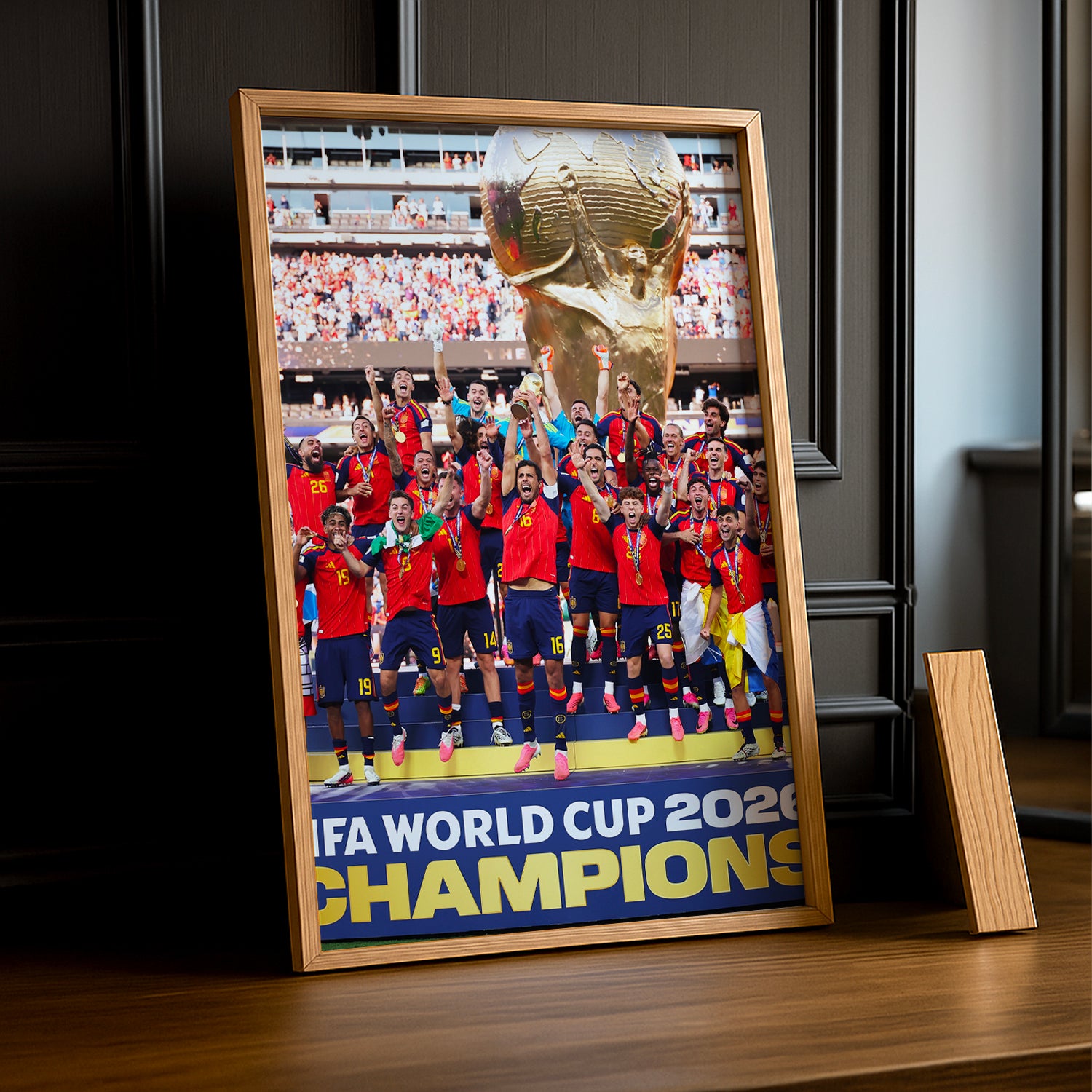 Cadre Photo Espagne Championne du Monde 2026 – Célébration Trophée TonCadre