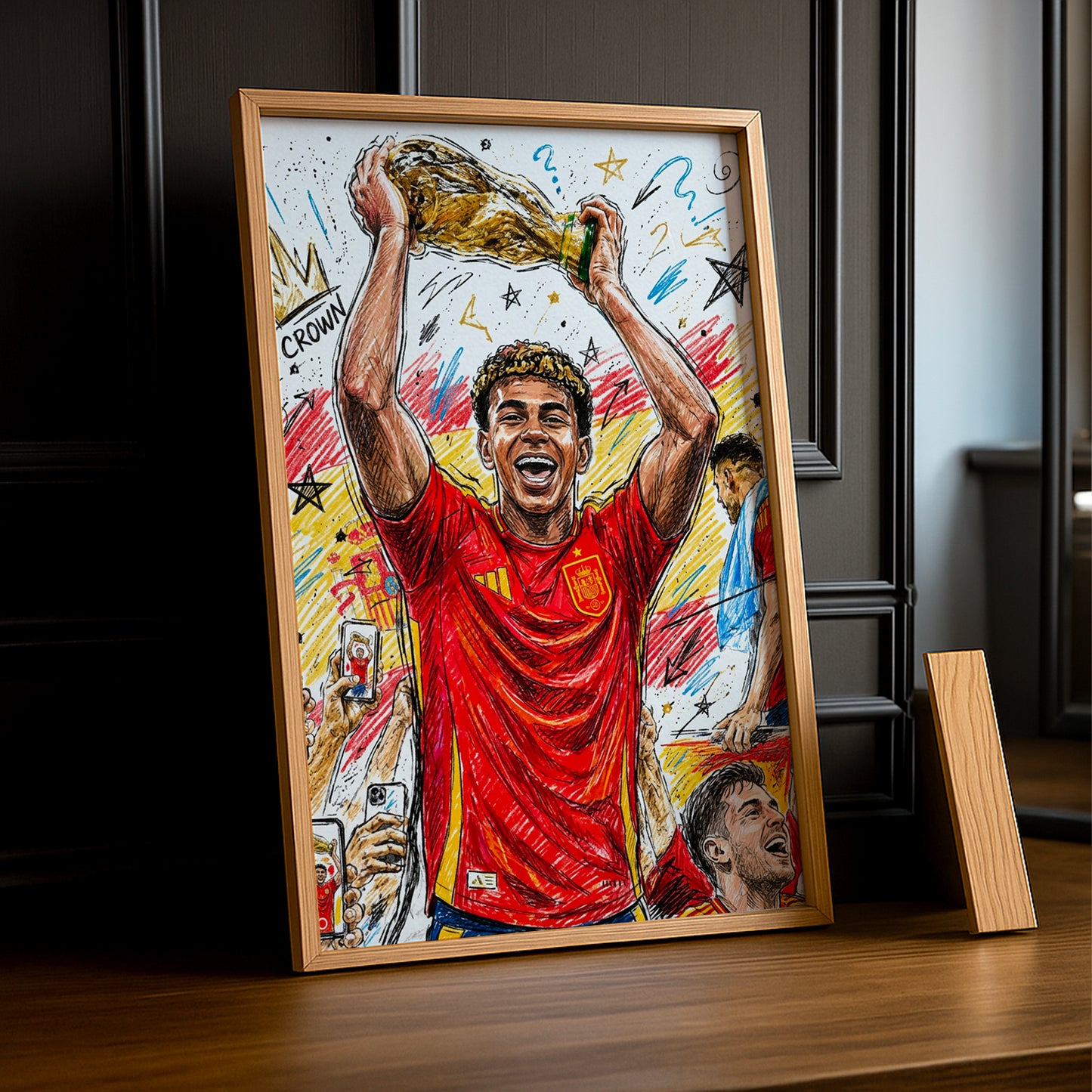 Cadre Photo Lamine Yamal Crown – Dessin Croquis Coupe du Monde TonCadre