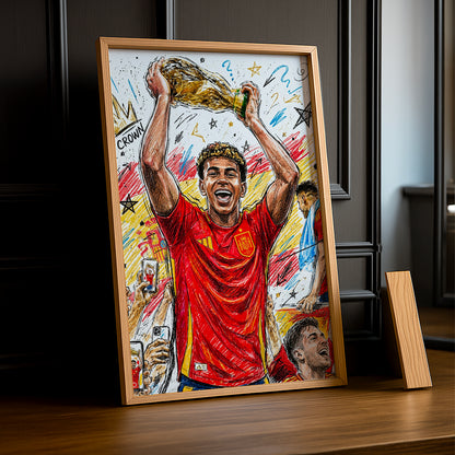 Cadre Photo Lamine Yamal Crown – Dessin Croquis Coupe du Monde TonCadre