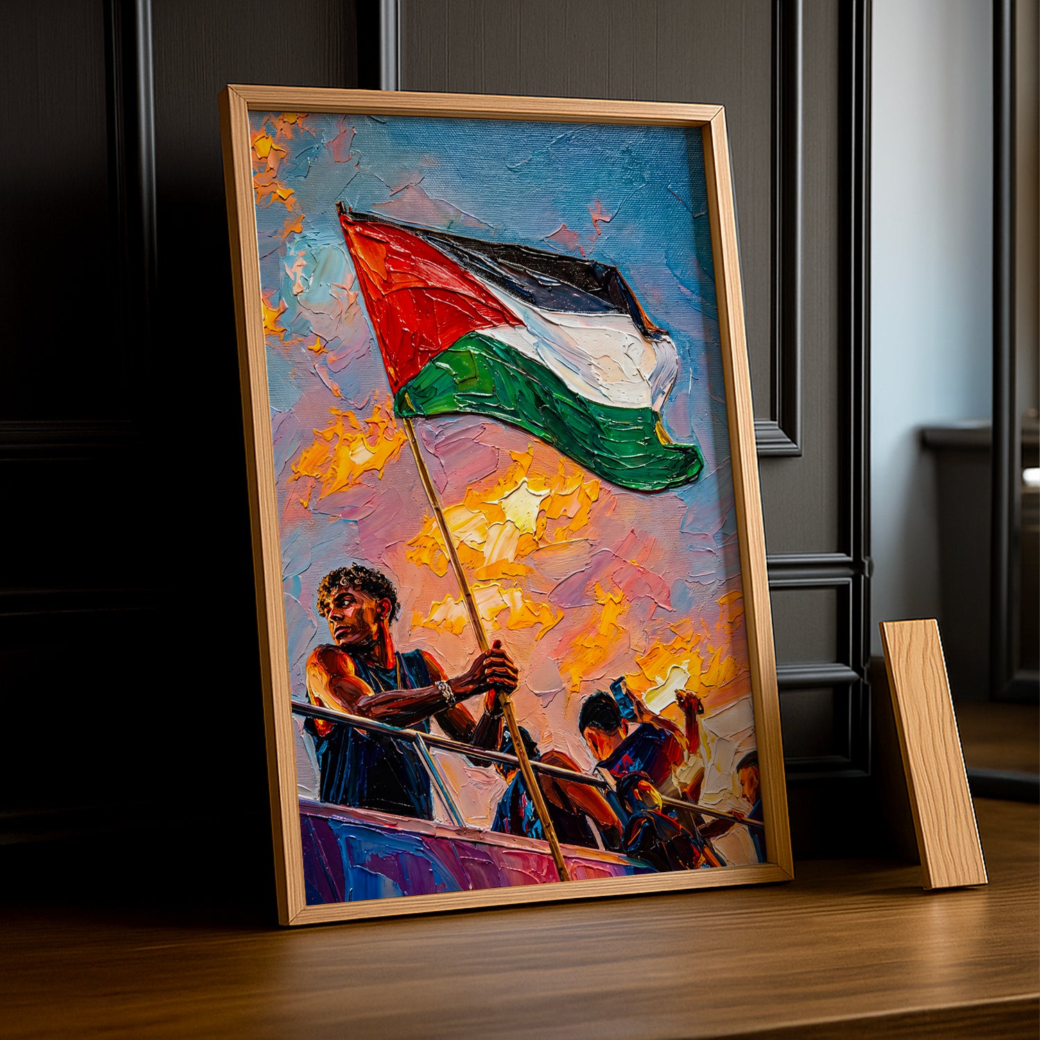 Cadre Photo Lamine Yamal Drapeau Palestine – Tableau Style Peinture TonCadre