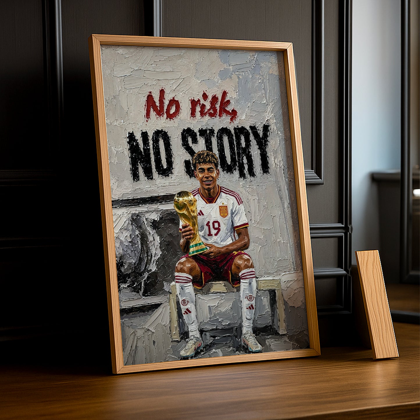 Cadre Photo Lamine Yamal – "No Risk, No Story" Espagne Champion Coupe du Monde 2026 TonCadre