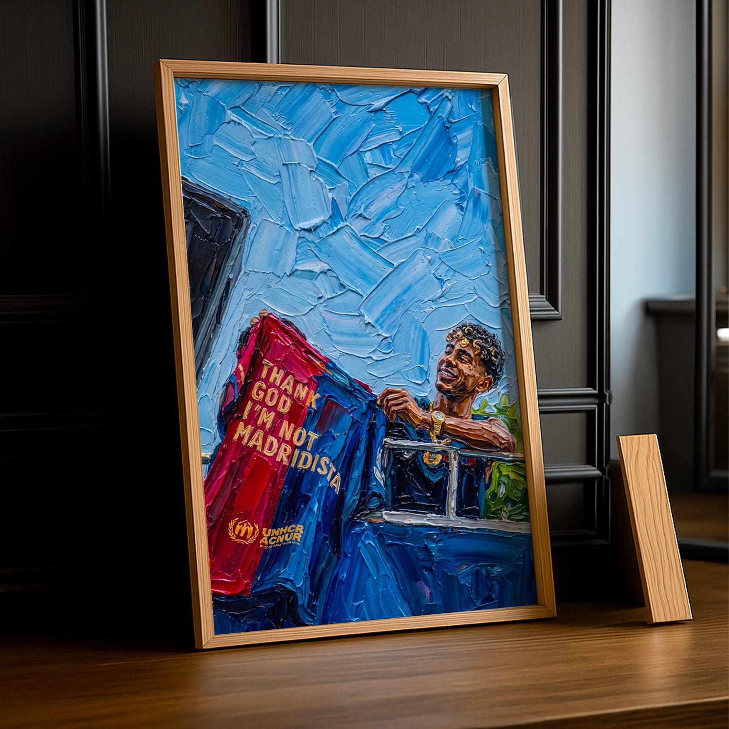 Cadre Photo Lamine Yamal – "Thank God I'm Not Madridista" | Art Peinture à l'Huile TonCadre