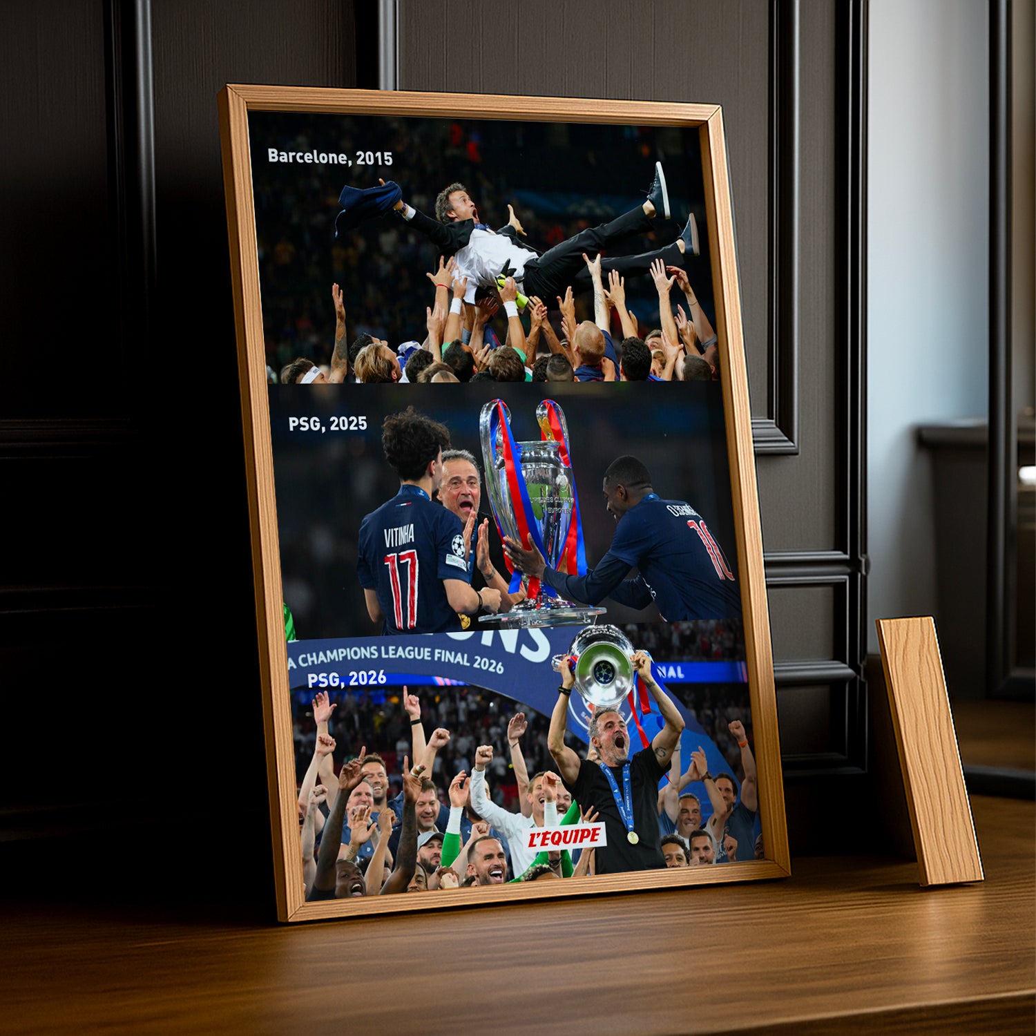 Cadre Photo Luis Enrique – Trilogie Barcelone 2015 / PSG 2025 / PSG 2026 TonCadre