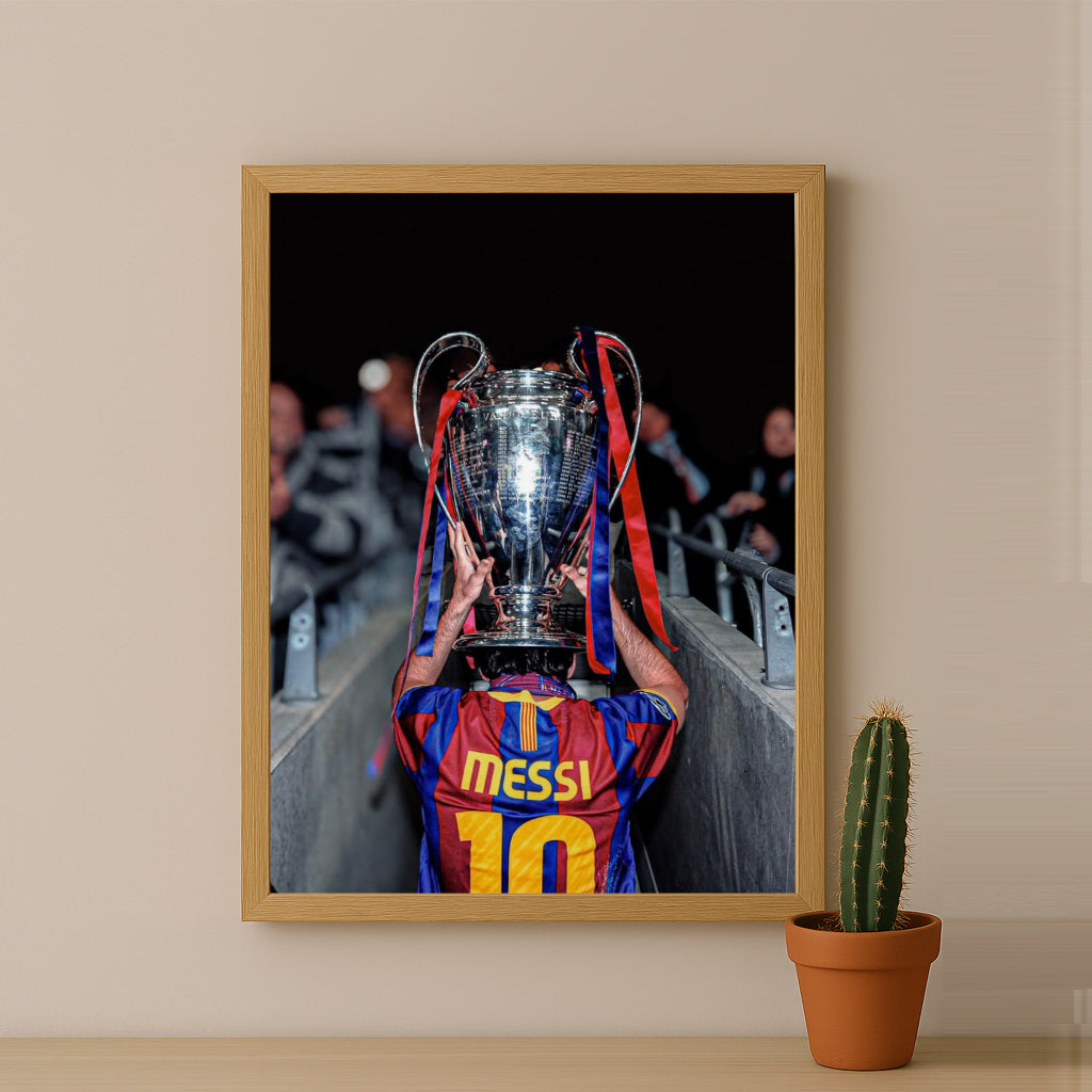 Poster encadrée FC Barcelone - Lionel Messi Champions League