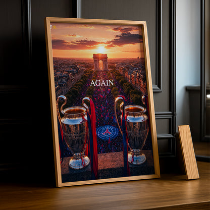 Cadre Photo PSG – "Again" Arc de Triomphe Back 2 Back Champions League 2025 & 2026 TonCadre