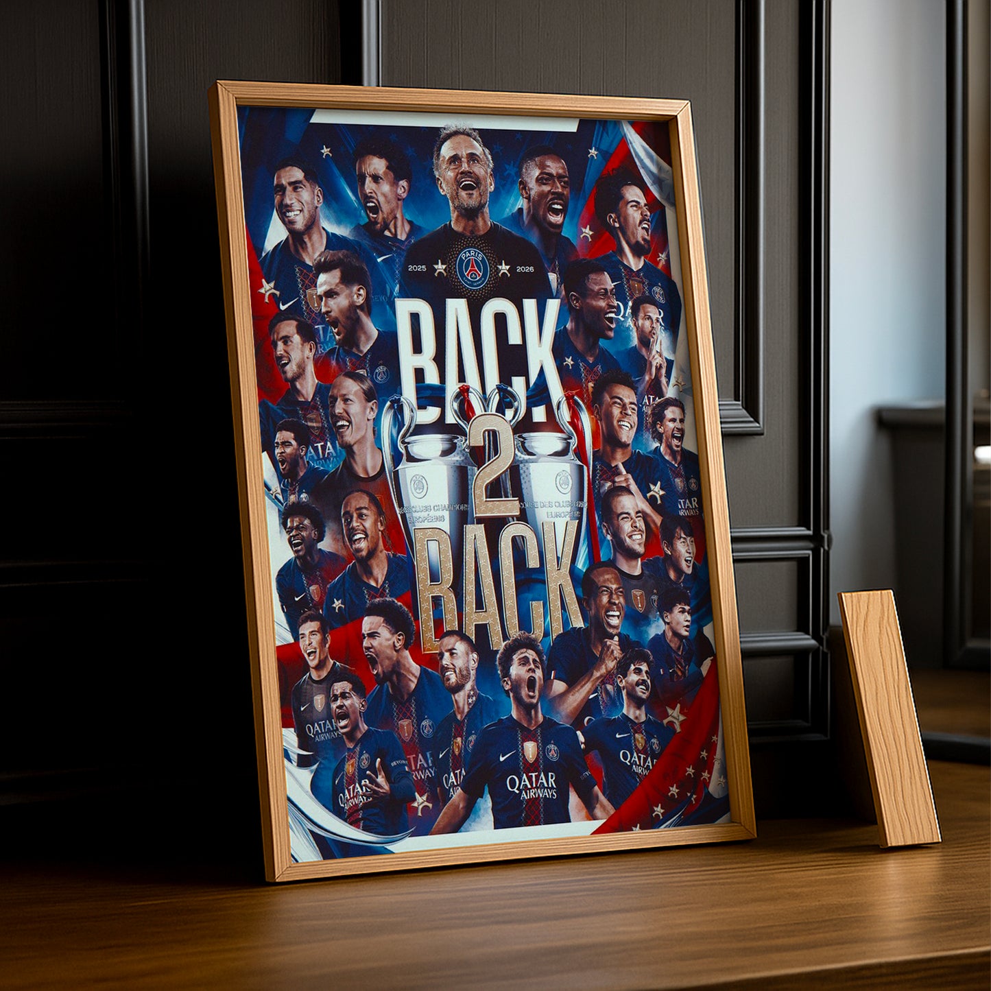 Cadre Photo PSG Back 2 Back – Champions League 2025 & 2026 | Paris Saint-Germain TonCadre