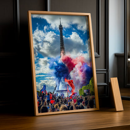 Cadre Photo PSG – Fumigènes Tour Eiffel Supporters Parade Champions League 2026 TonCadre