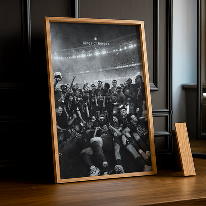 Cadre Photo PSG – "Kings of Europe" Noir & Blanc Champions League 2026 TonCadre