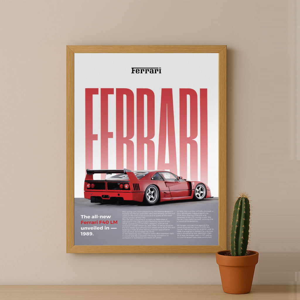 Poster Voitures - Ferrari F40 LM