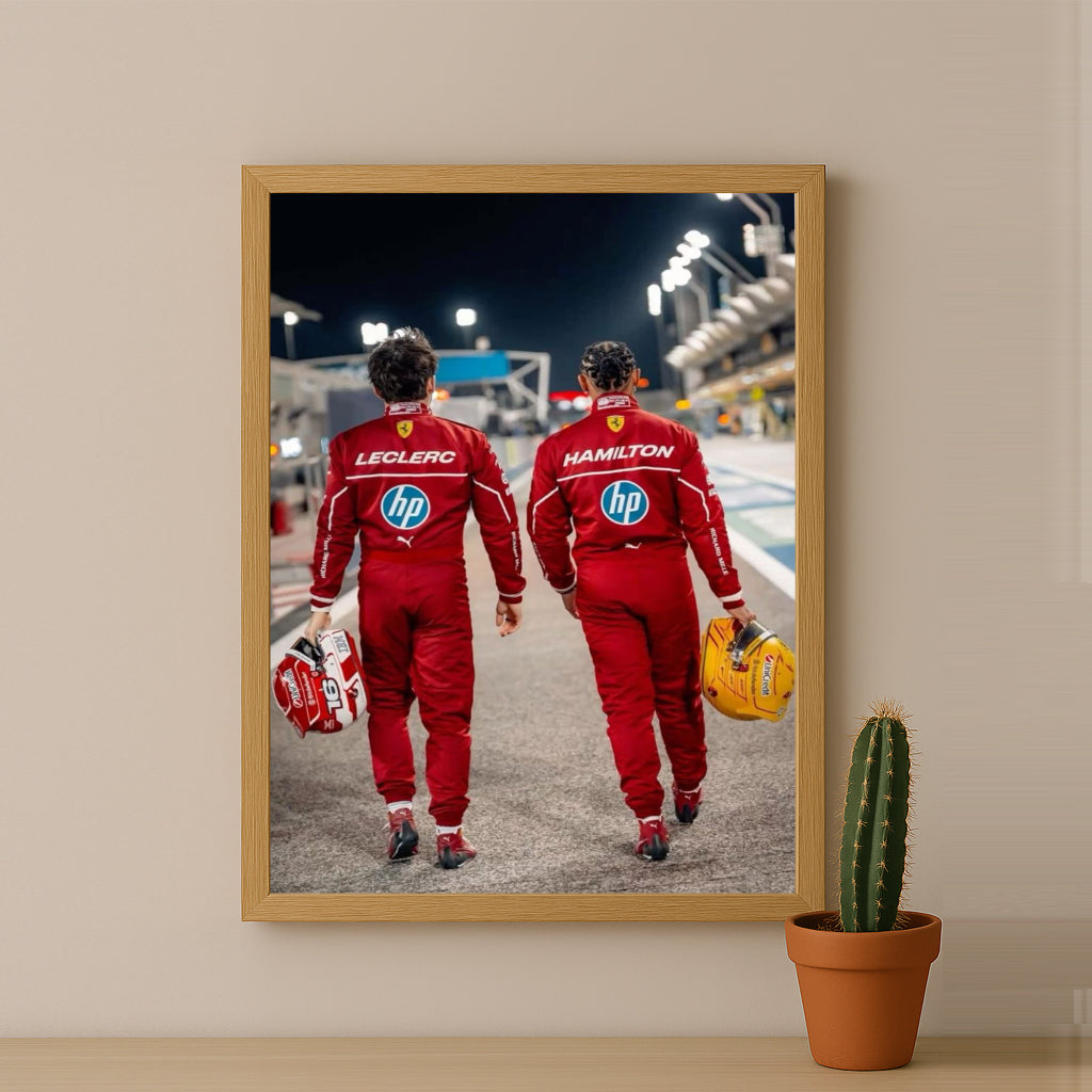Poster encadrée Formule 1 - Charles Leclerc x Lewis Hamilton
