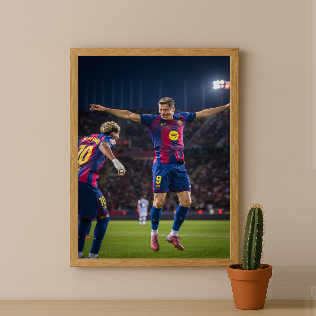 Poster encadrée FC Barcelone - Lewandowski x Yamal