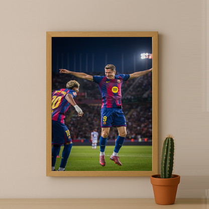 Poster encadrée FC Barcelone - Lewandowski x Yamal