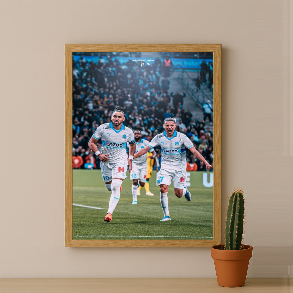 Poster encadrée Olympique de Marseille - Dimitri Payet Célébration